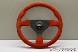 Personal Grinta 330mm Red Suede Black Spoke Yellow Stitch